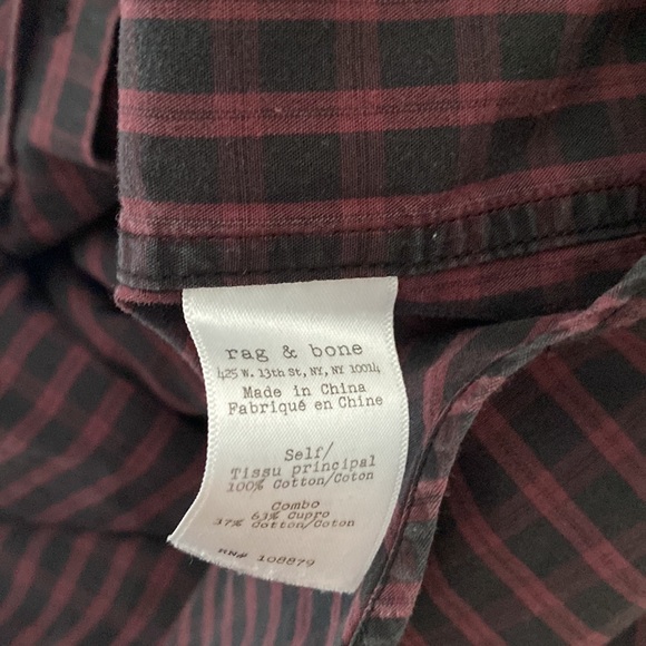 Rag & Bone Maroon Black Check Button Up - Picture 8 of 8
